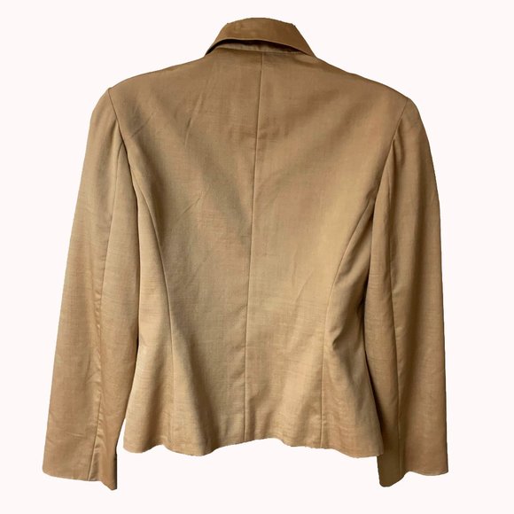 PIAZZA SEMPIONE Tan Wool Silk Blend Buttoned Blazer‎ - Picture 5 of 9